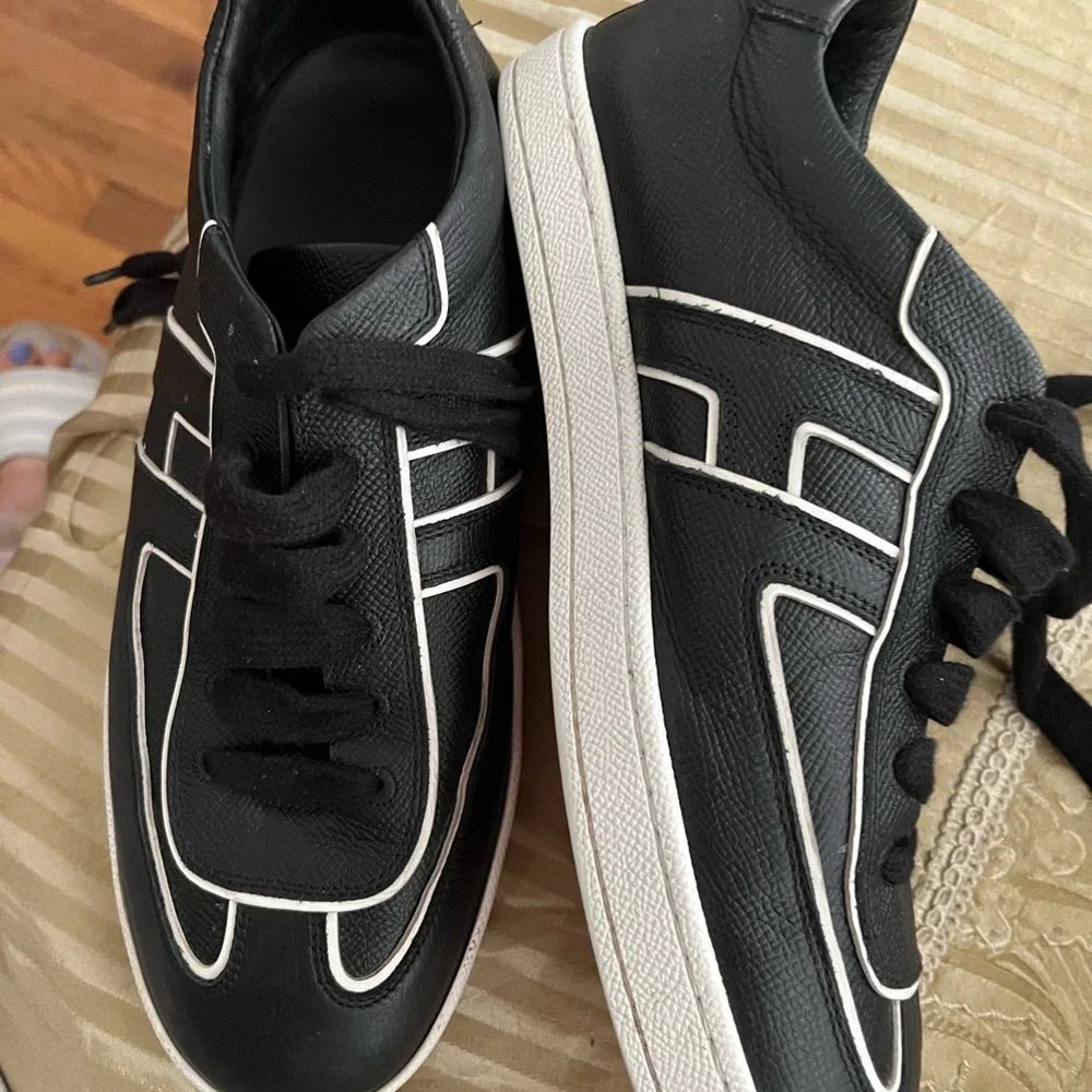 Hermes Black and White Men's Sneakers